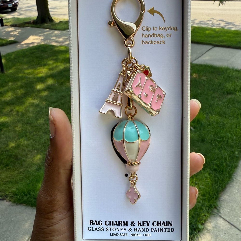 Piper K Pink and Blue Hot Air Balloon Keychain